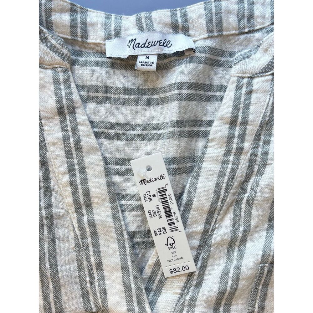 Madewell Linen-Blend Lakeline Popover Shirt distant grove new - Picture 3 of 7